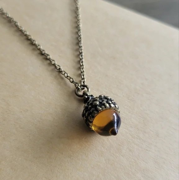 Bronze Acorn Resin Necklace- Handmade Necklace- Bronze Necklace- Acorn J… - Picture 4 of 8
